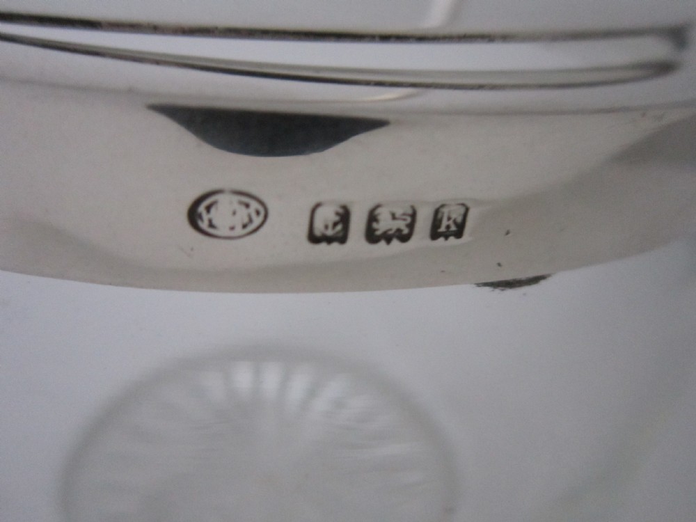 Antique Edwardian Sterling silver and glass biscuit barrel View VI
