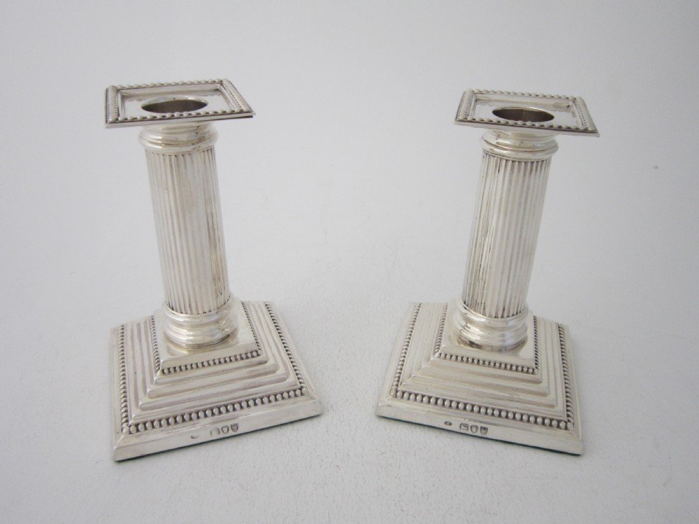 Antique Victorian Sterling silver candlesticks View II