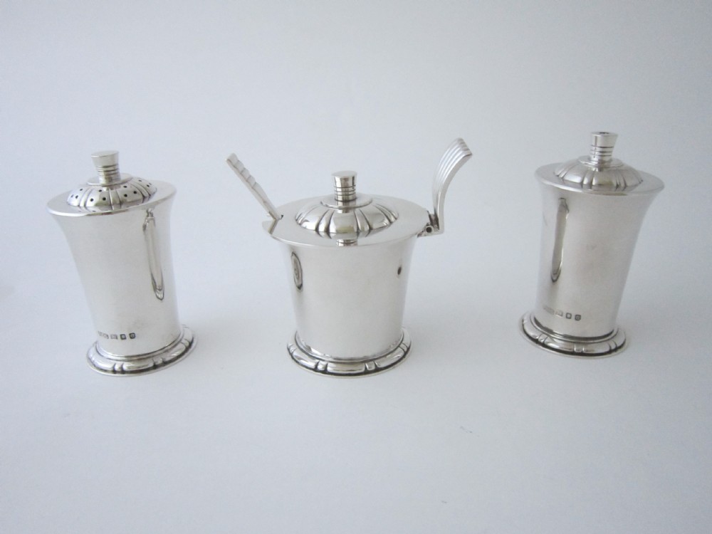 Elizabeth II Sterling Silver Condiment Set by R.E. Stone