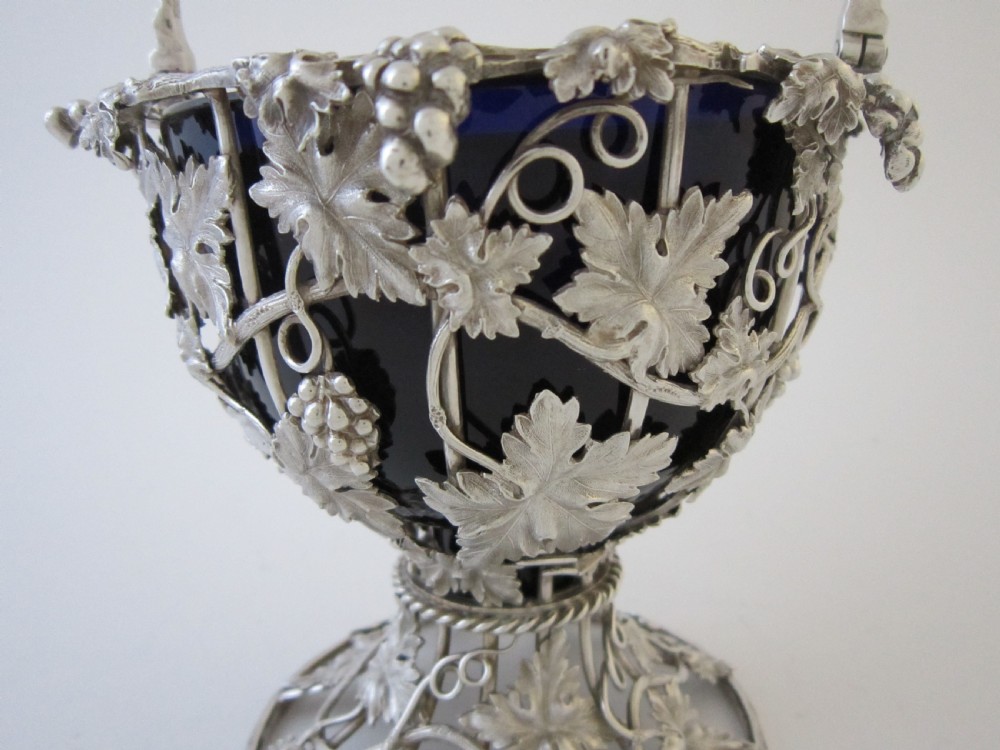 Antique Victorian Sterling silver and glass basket View IV