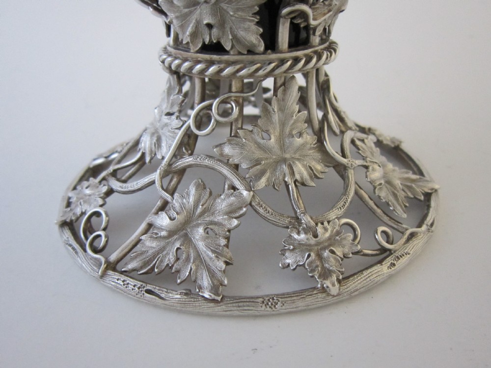 Antique Victorian Sterling silver and glass basket View V