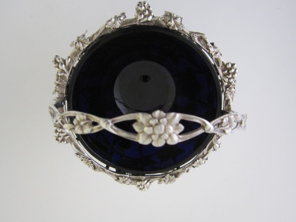 Antique Victorian Sterling silver and glass basket View VIII