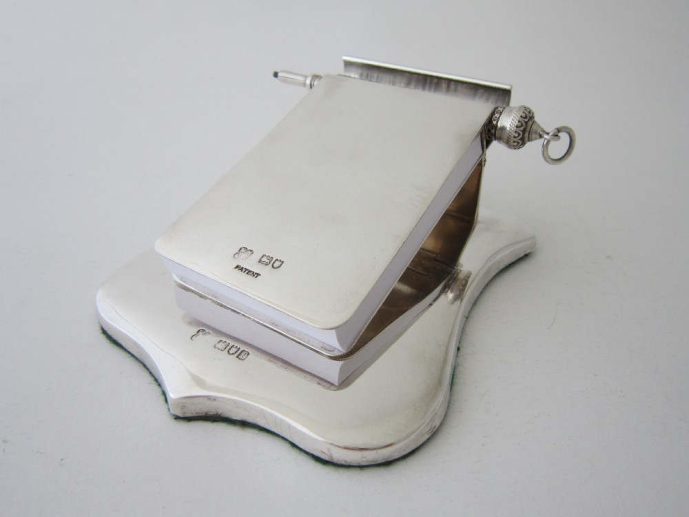 Antique Edwardian Sterling silver desk note pad