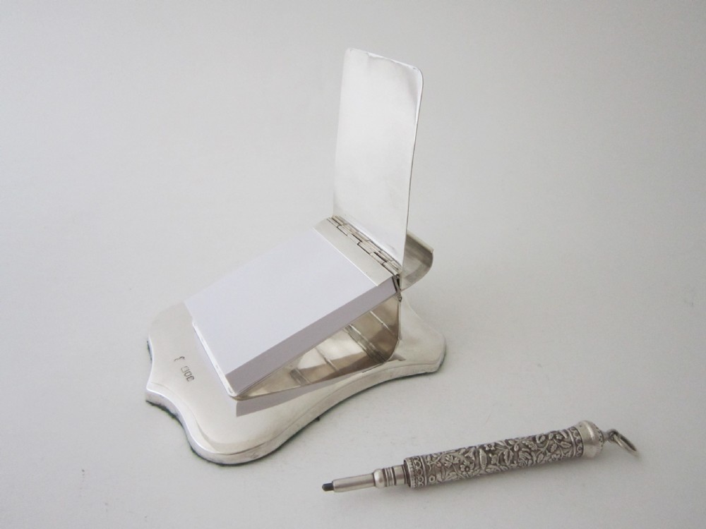 Antique Edwardian Sterling silver desk note pad View II