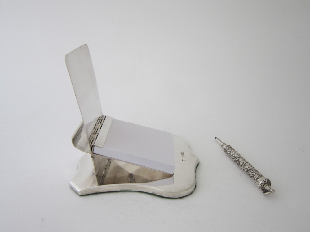 Antique Edwardian Sterling silver desk note pad View IV