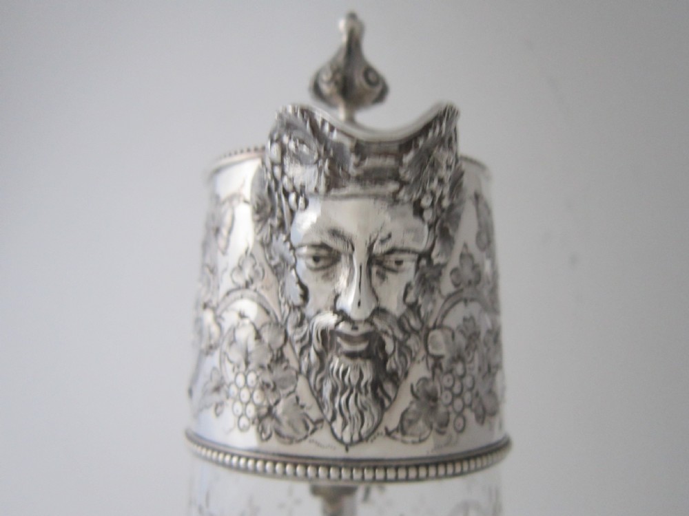 Antique Victorian Sterling silver and etched glass claret jug View III