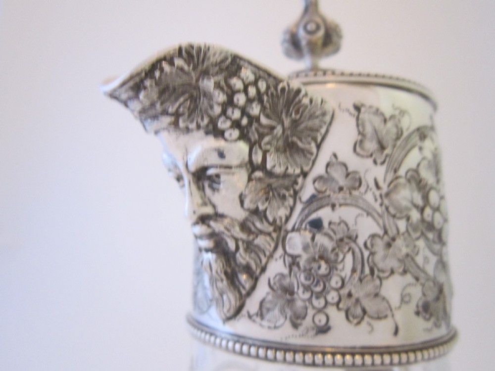Antique Victorian Sterling silver and etched glass claret jug View XV
