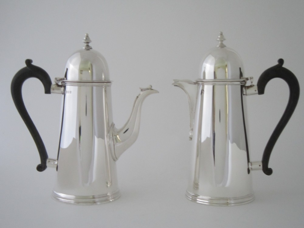 Antique George V Sterling silver cafe-au-lait pots