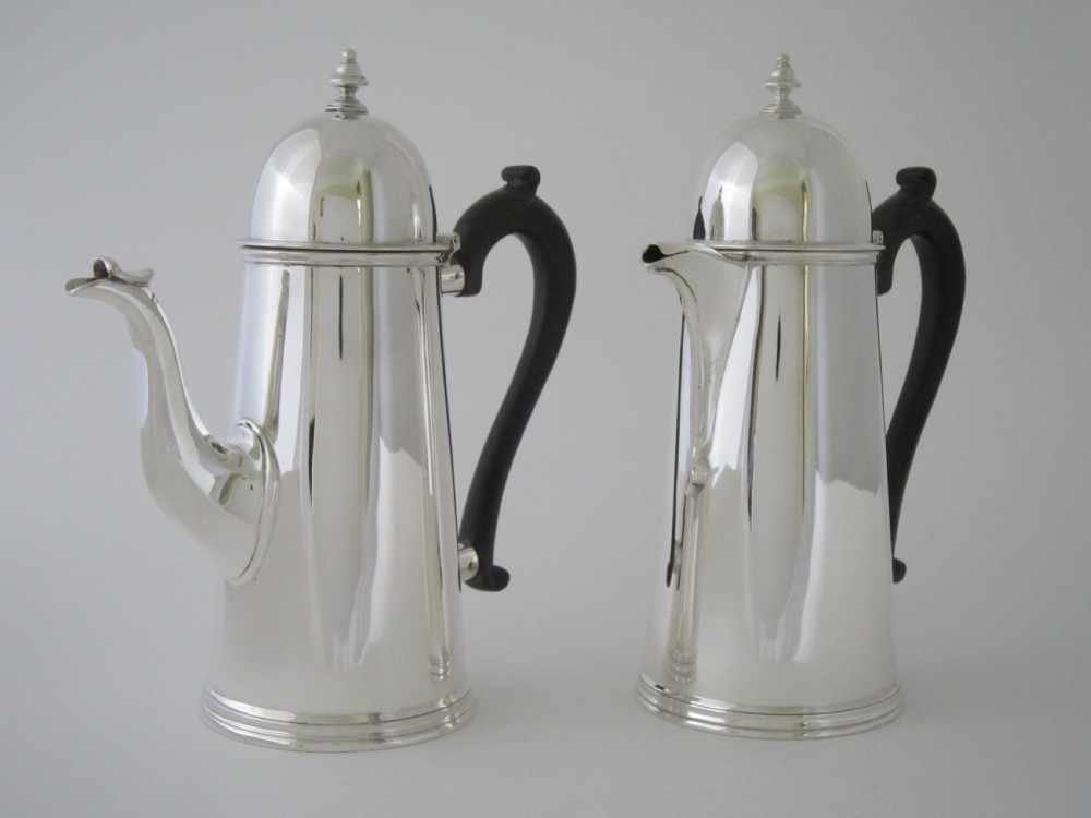 Antique George V Sterling silver cafe-au-lait pots View III