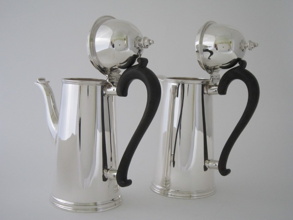 Antique George V Sterling silver cafe-au-lait pots View IV