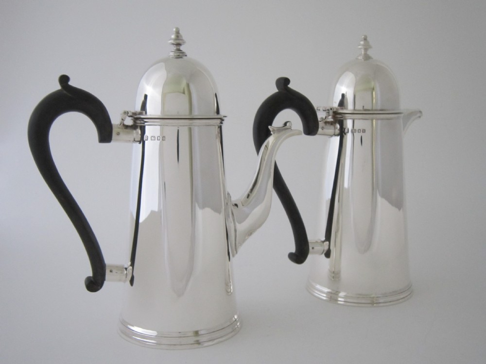 Antique George V Sterling silver cafe-au-lait pots View IX
