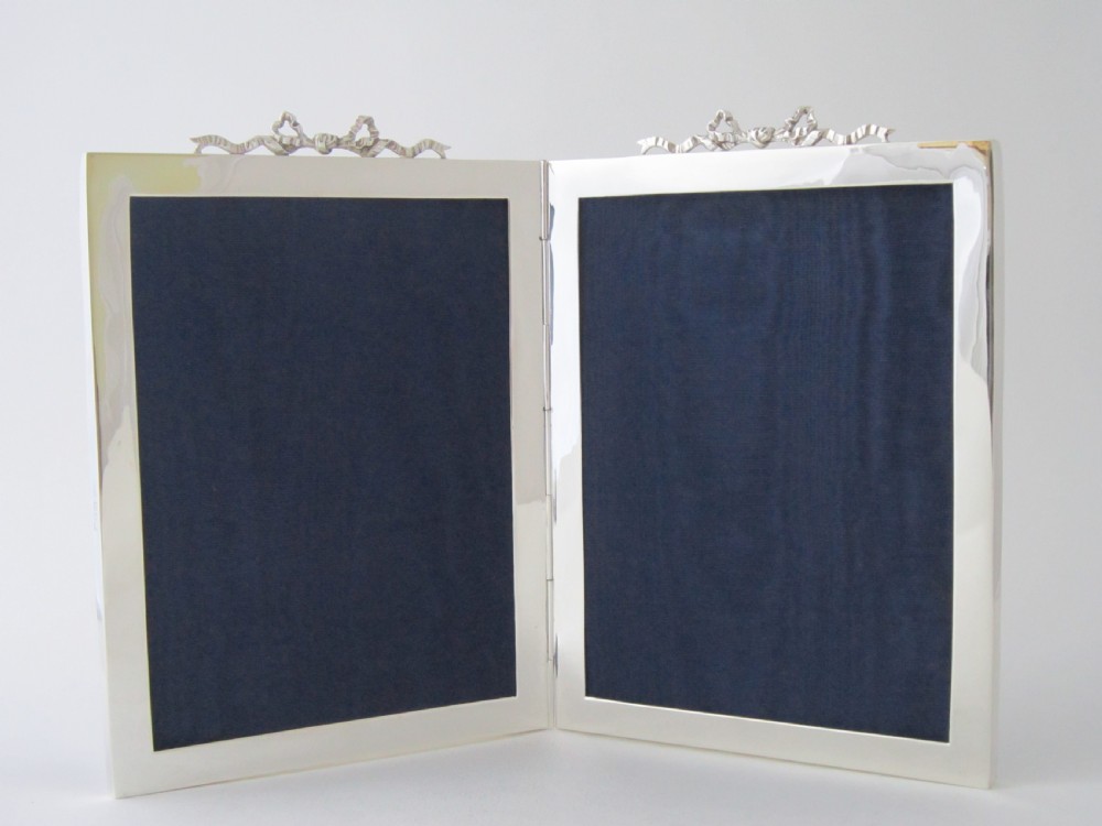 Antique Edwardian Sterling silver double photograph frame