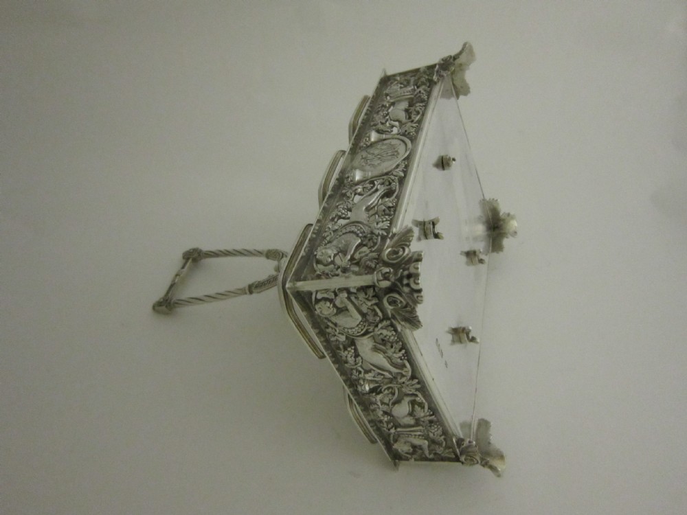 Antique Victorian Sterling Silver & Glass Six-bottled Cruet Stand View III