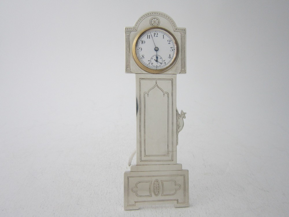 Antique George V Sterling Silver Novelty Clock