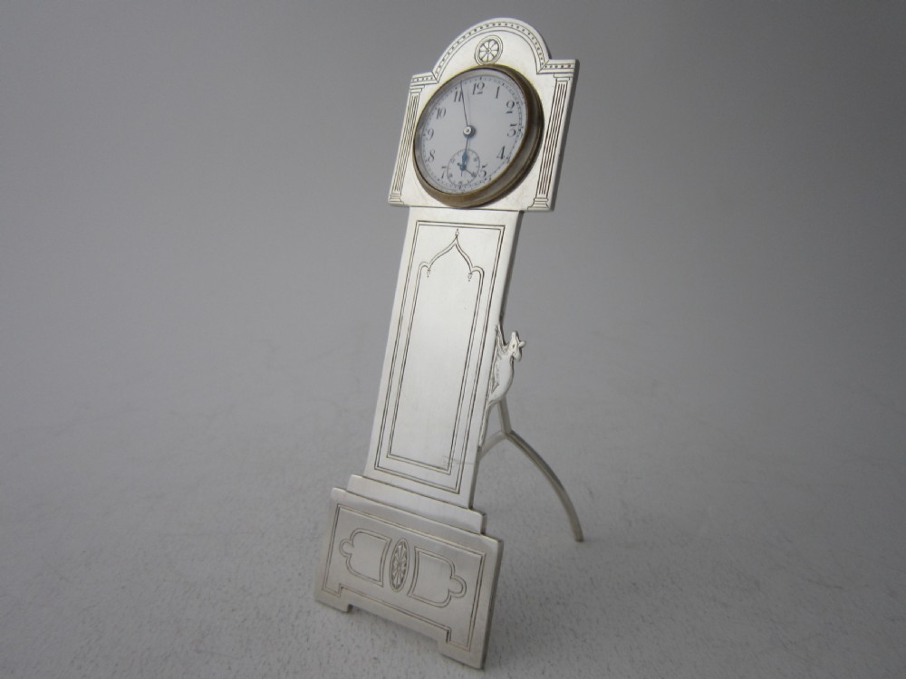 Antique George V Sterling Silver Novelty Clock View II