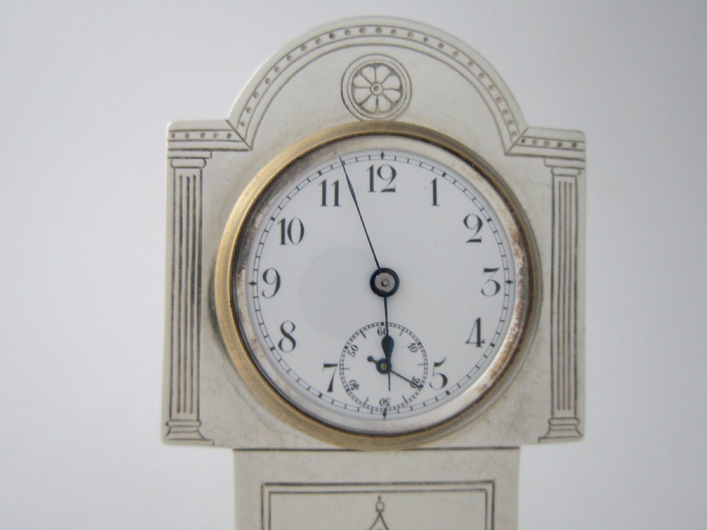Antique George V Sterling Silver Novelty Clock View III