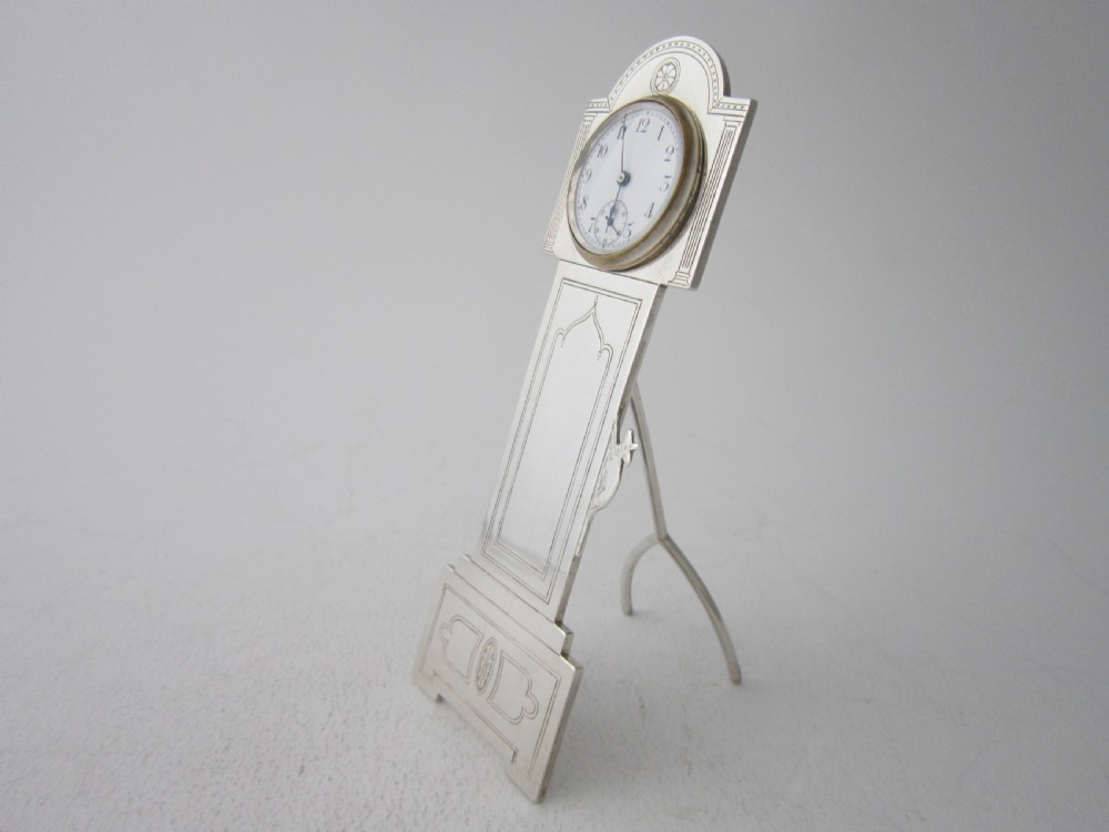 Antique George V Sterling Silver Novelty Clock View VI
