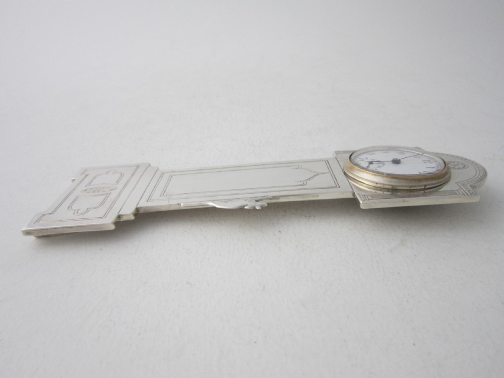 Antique George V Sterling Silver Novelty Clock View IX