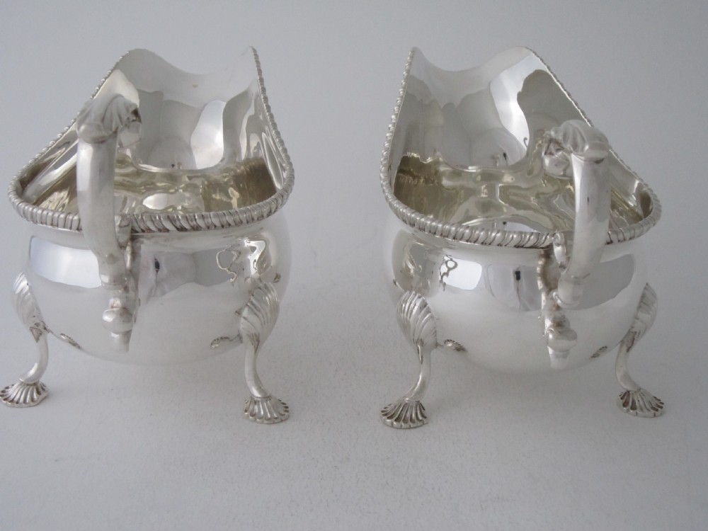 Large Pair of Antique George V Sterling Silver Sauce Boats - 1913/14 View III