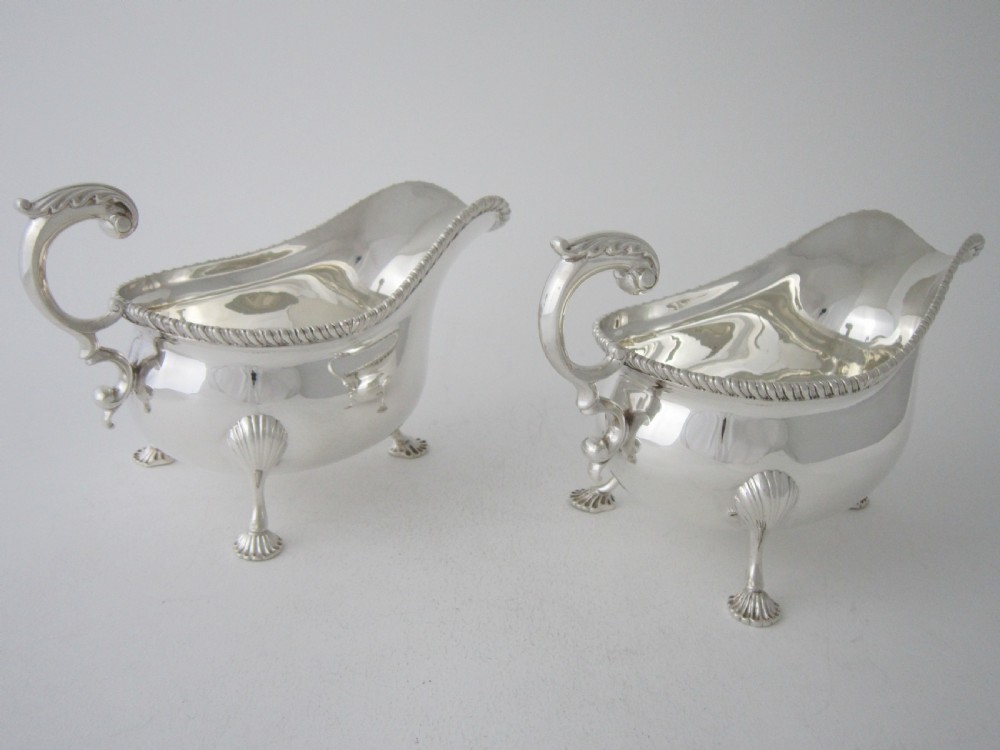 Large Pair of Antique George V Sterling Silver Sauce Boats - 1913/14 View IV