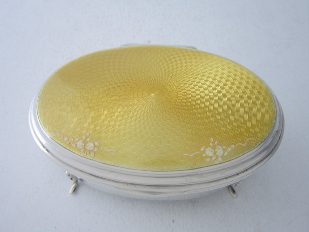 Antique George V Sterling Silver & Enamel Trinket Box View III