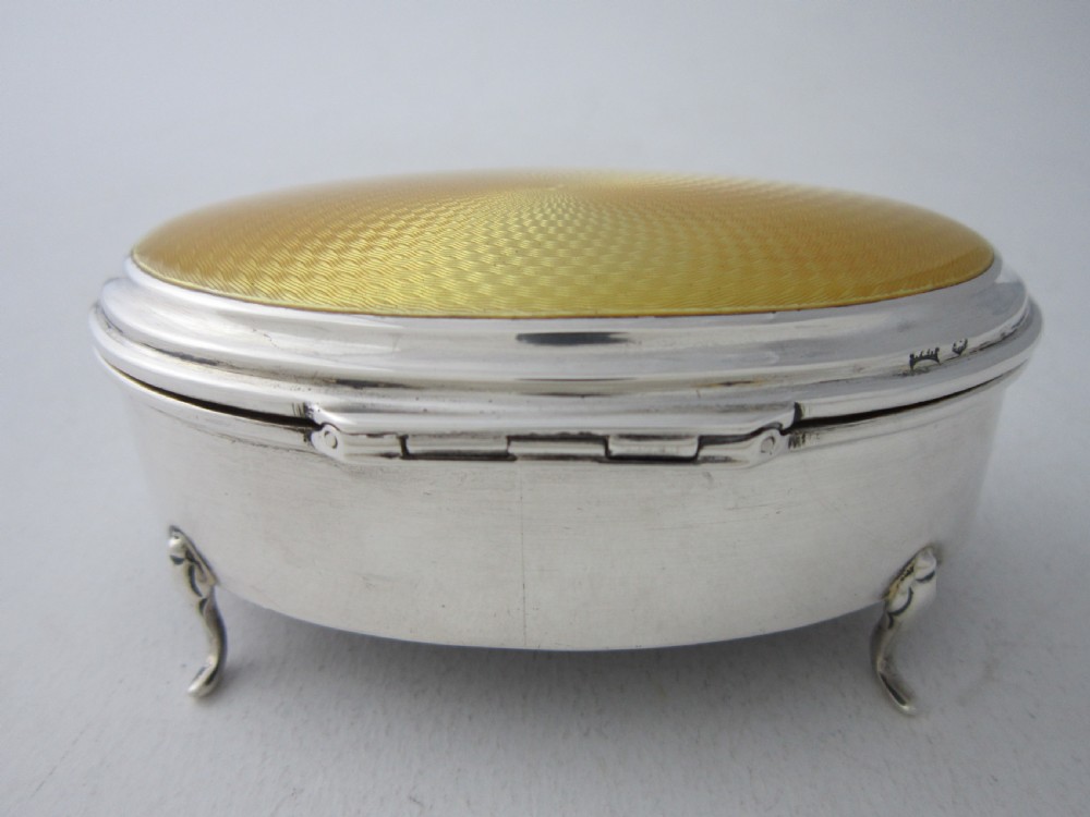 Antique George V Sterling Silver & Enamel Trinket Box View IV