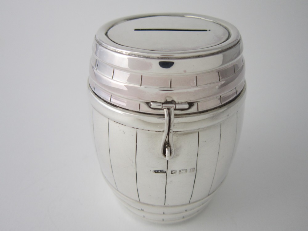 Antique Edwardian Sterling silver money box View II