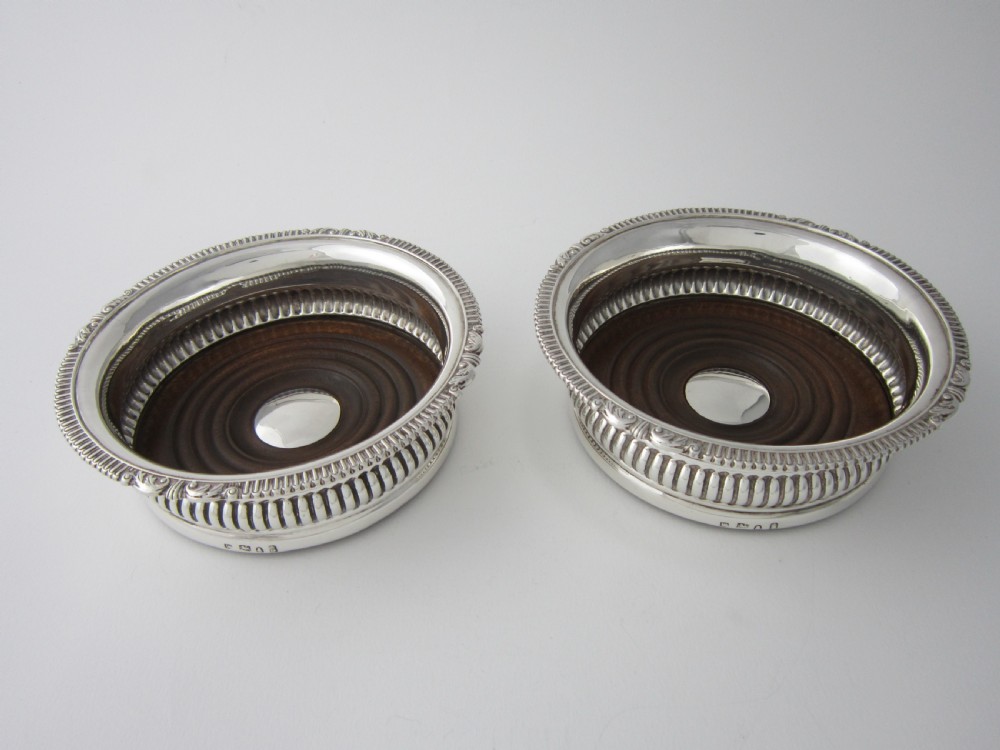 Antique George IV Sterling silver wine coasters View II