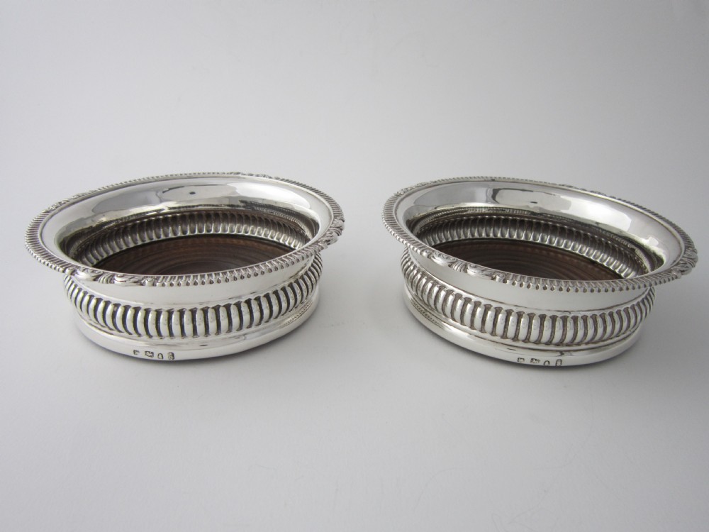 Antique George IV Sterling silver wine coasters View III