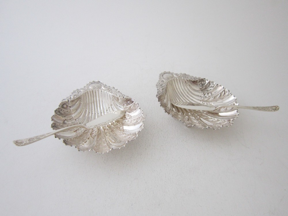 Antique Victorian Sterling Silver Butter Shells View IV
