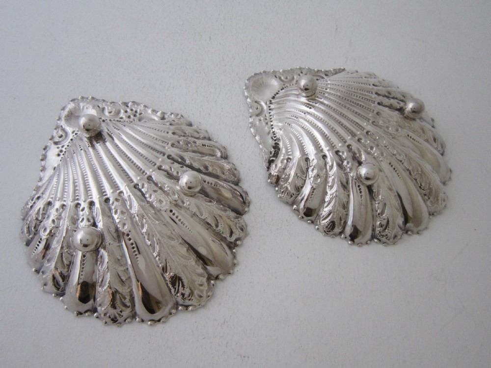 Antique Victorian Sterling Silver Butter Shells View VI