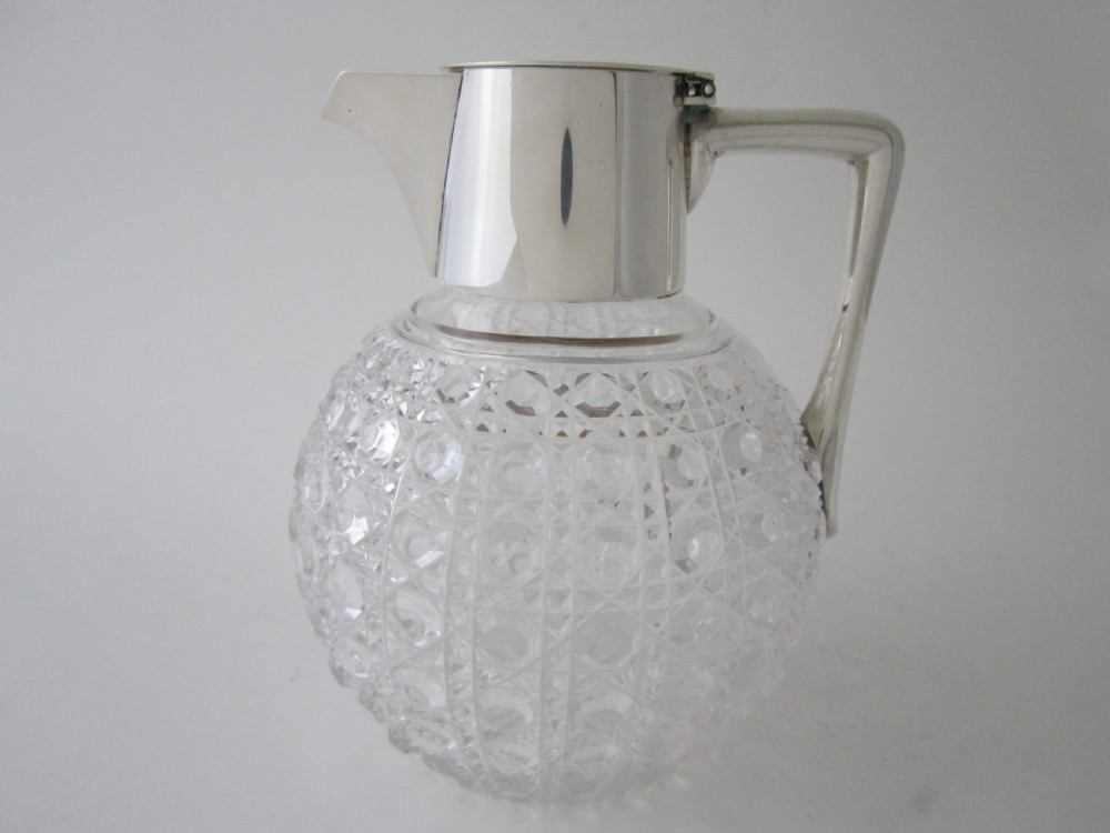 Antique Victorian Sterling Silver & Cut Glass Claret Jug