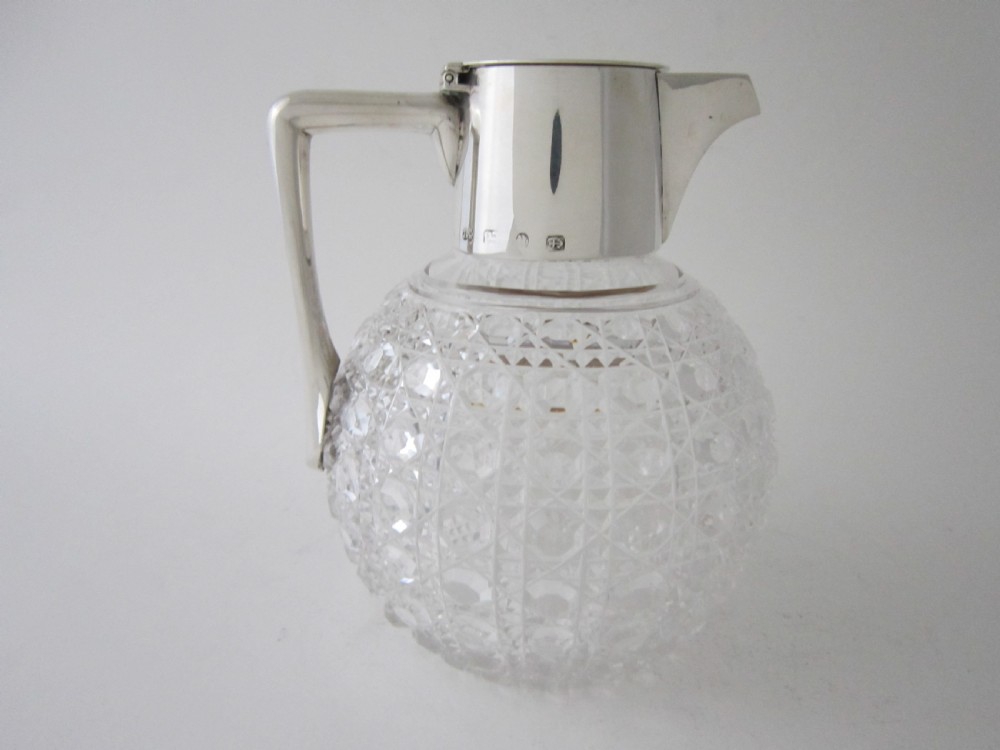 Antique Victorian Sterling Silver & Cut Glass Claret Jug View III