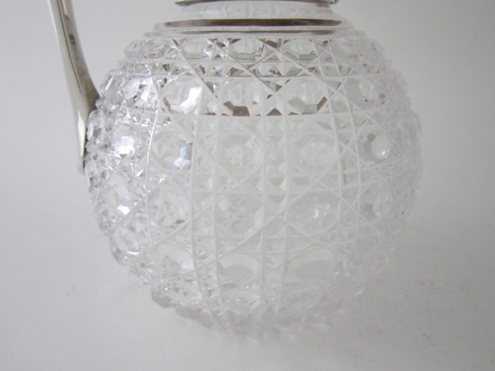 Antique Victorian Sterling Silver & Cut Glass Claret Jug View IV