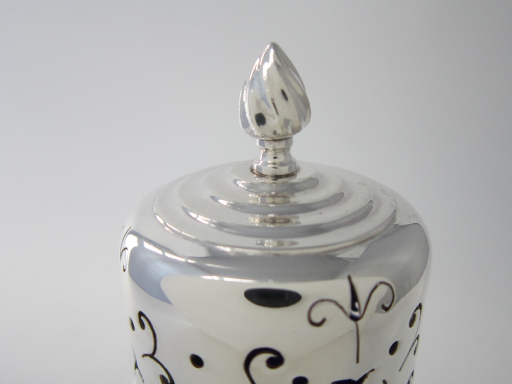 Antique Victorian Sterling silver and glass sugar caster View V