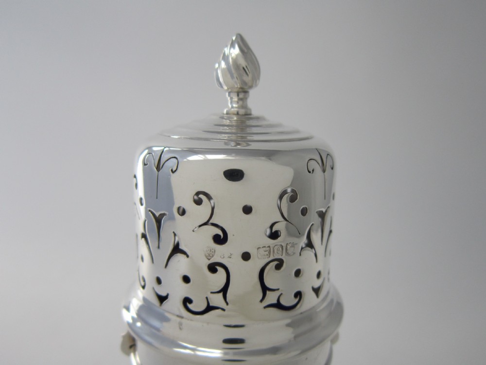 Antique Victorian Sterling silver and glass sugar caster View VII