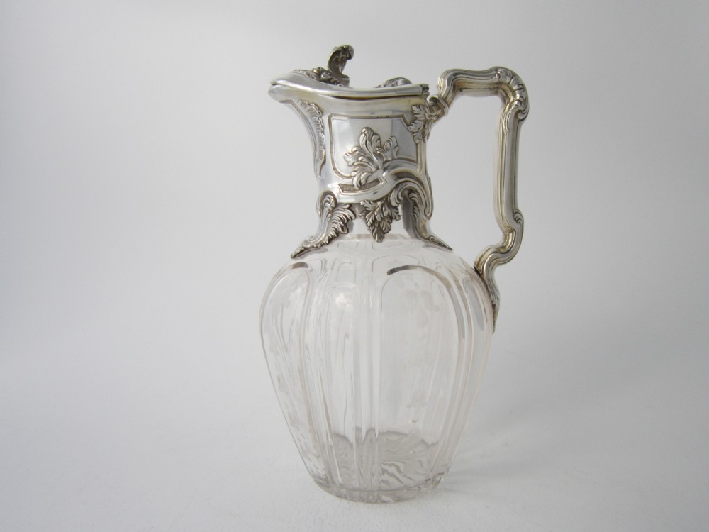 Antique Victorian Sterling Silver & Glass Claret Jug - 1898