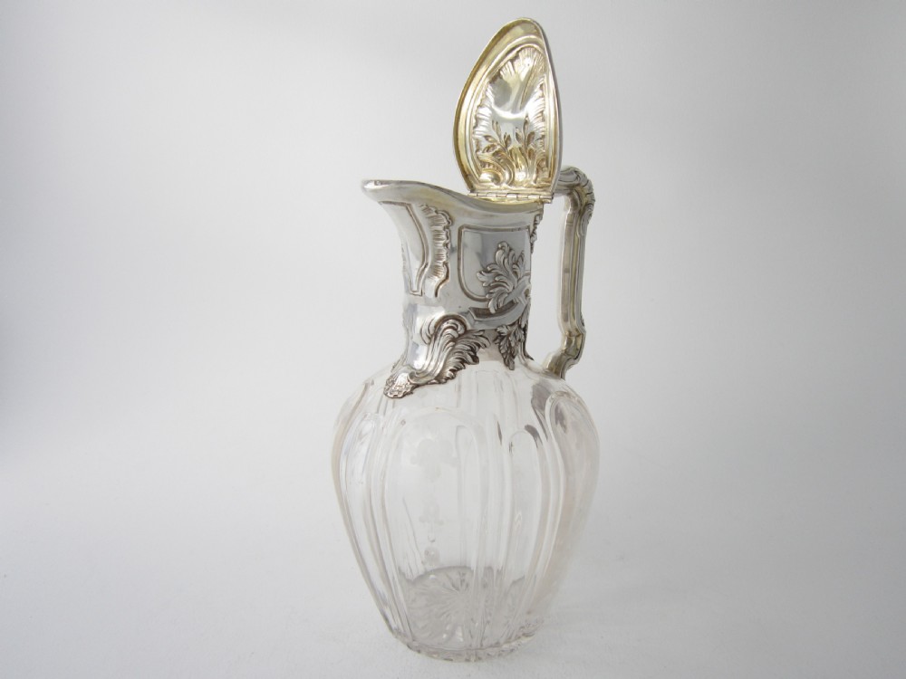 Antique Victorian Sterling Silver & Glass Claret Jug - 1898 View II