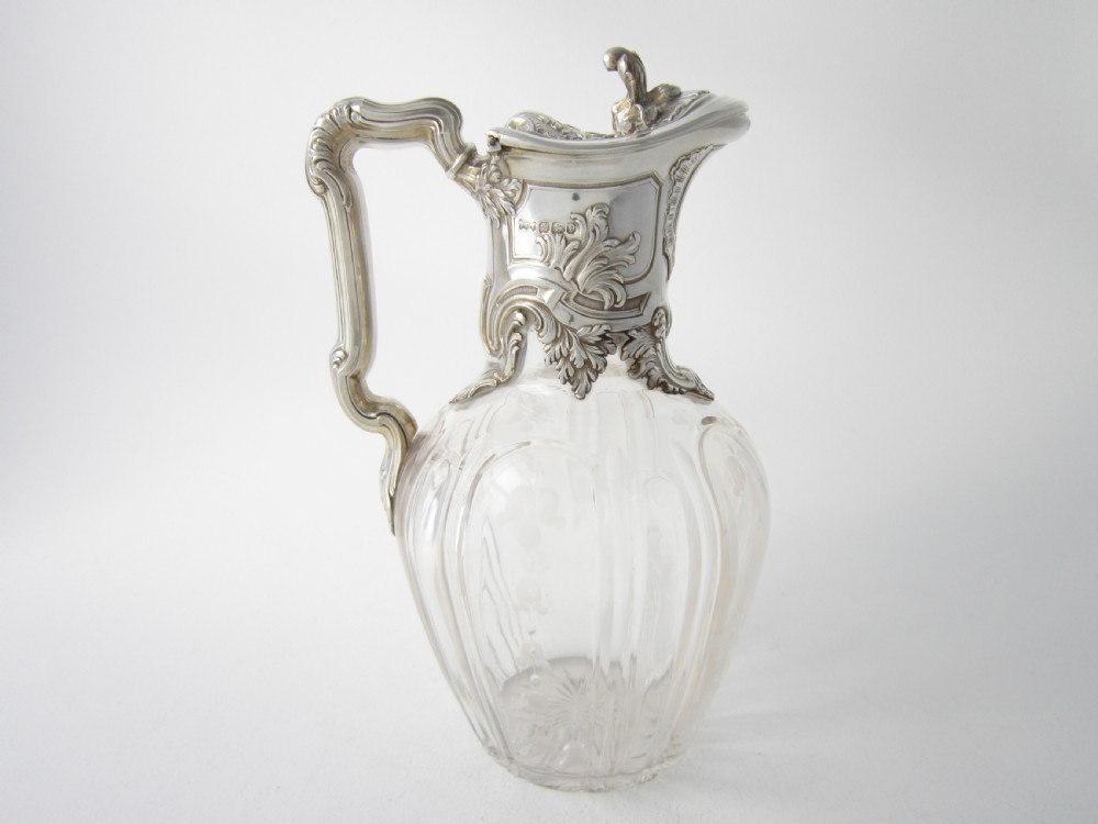 Antique Victorian Sterling Silver & Glass Claret Jug - 1898 View IV