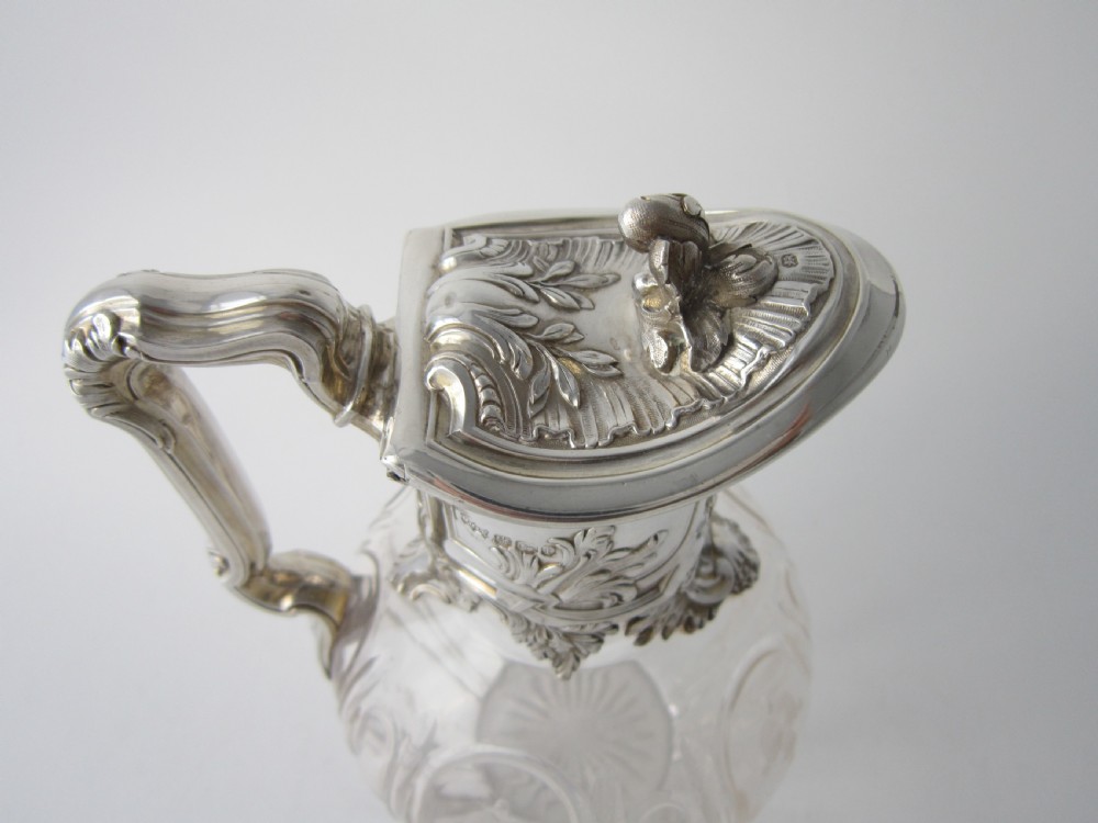 Antique Victorian Sterling Silver & Glass Claret Jug - 1898 View V