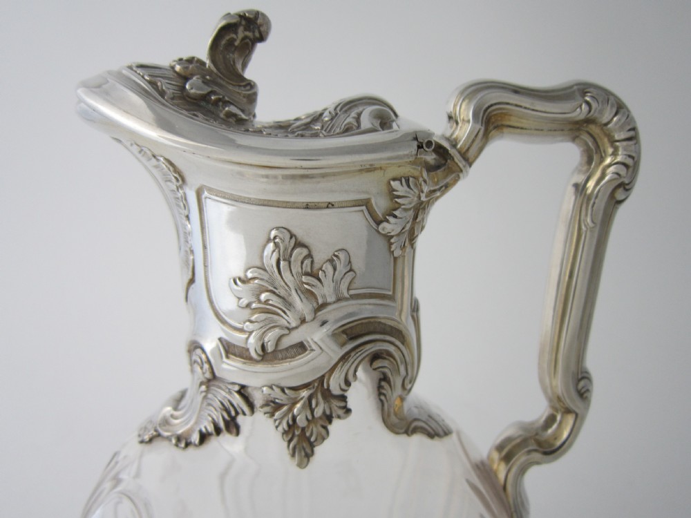 Antique Victorian Sterling Silver & Glass Claret Jug - 1898 View VIII