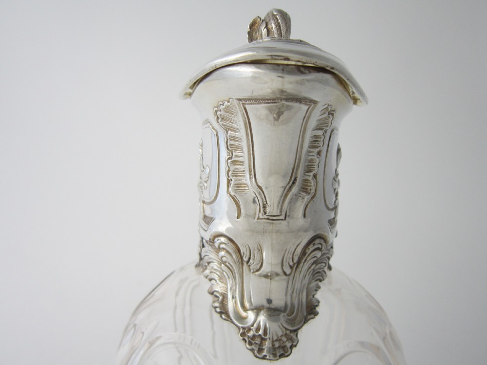 Antique Victorian Sterling Silver & Glass Claret Jug - 1898 View IX