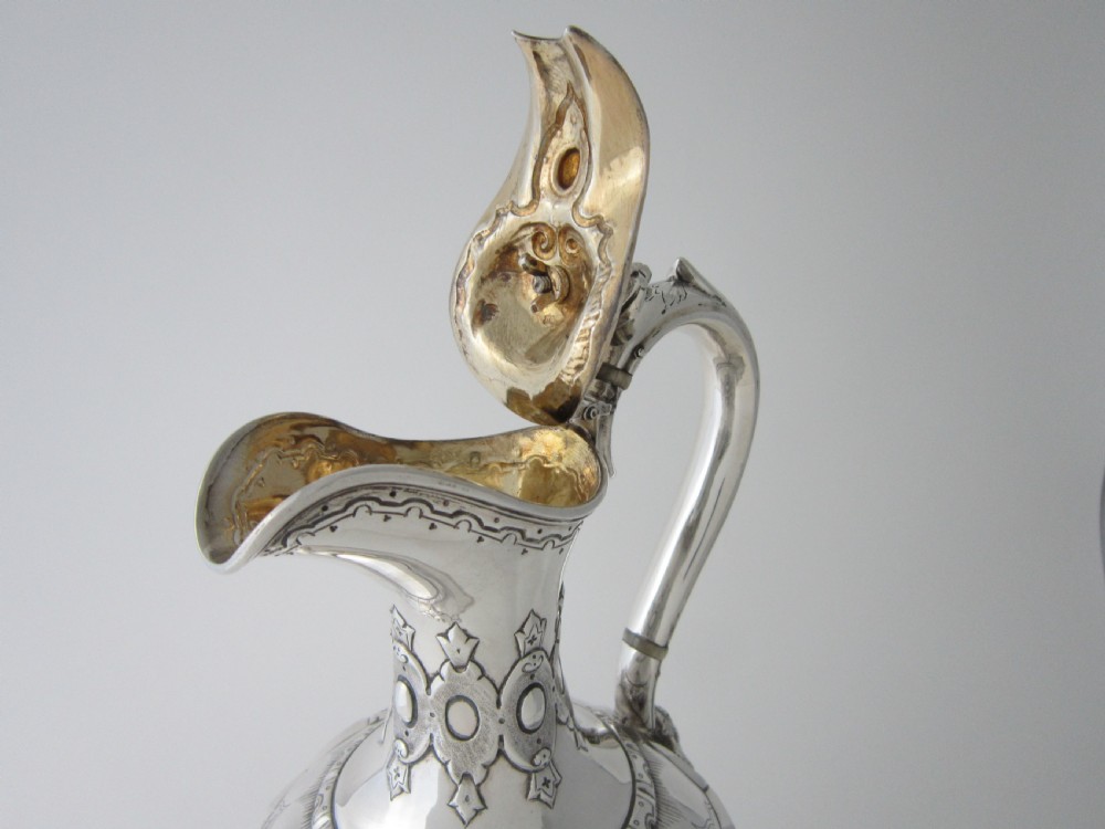 Antique Victorian Sterling Silver Wine Ewer/Jug - 1861 View IV