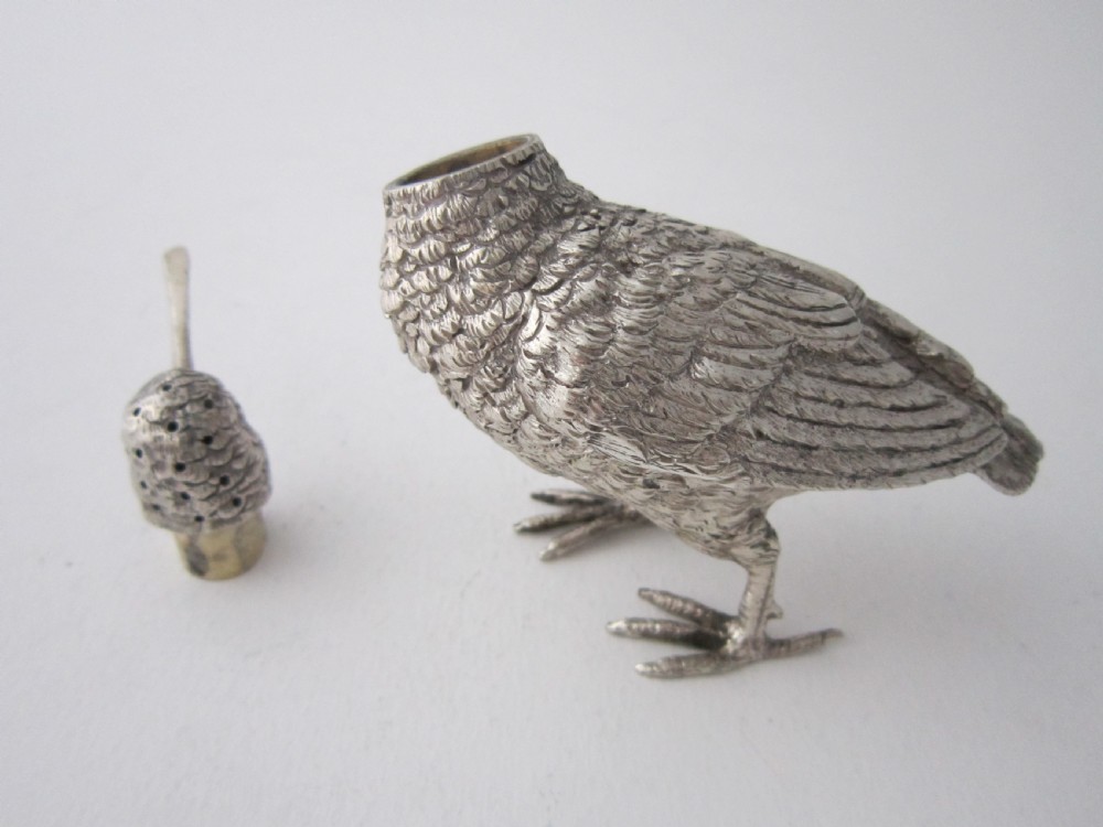 Antique Edwardian Sterling Silver Novelty Bird Pepper View V
