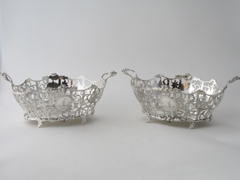 Antique Edwardian Sterling Silver Baskets/Dishes View II
