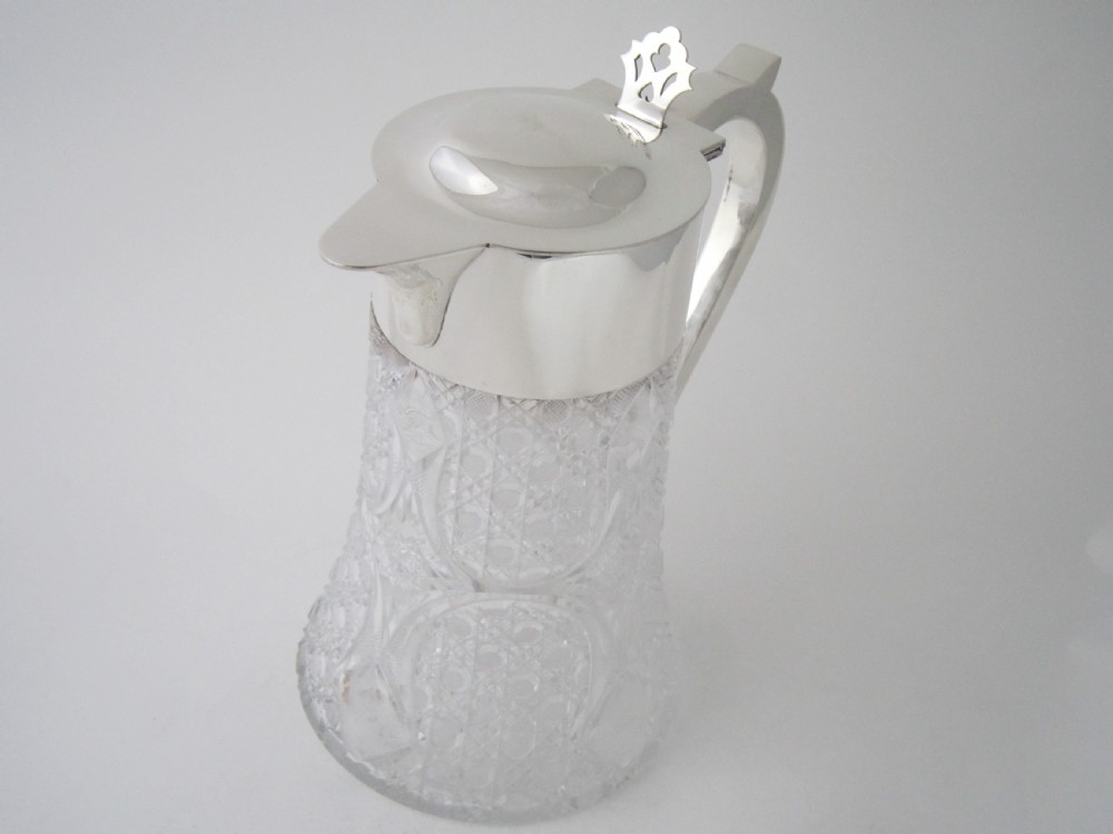 Antique Edwardian Sterling Silver & Cut Glass Lemonade Jug View II