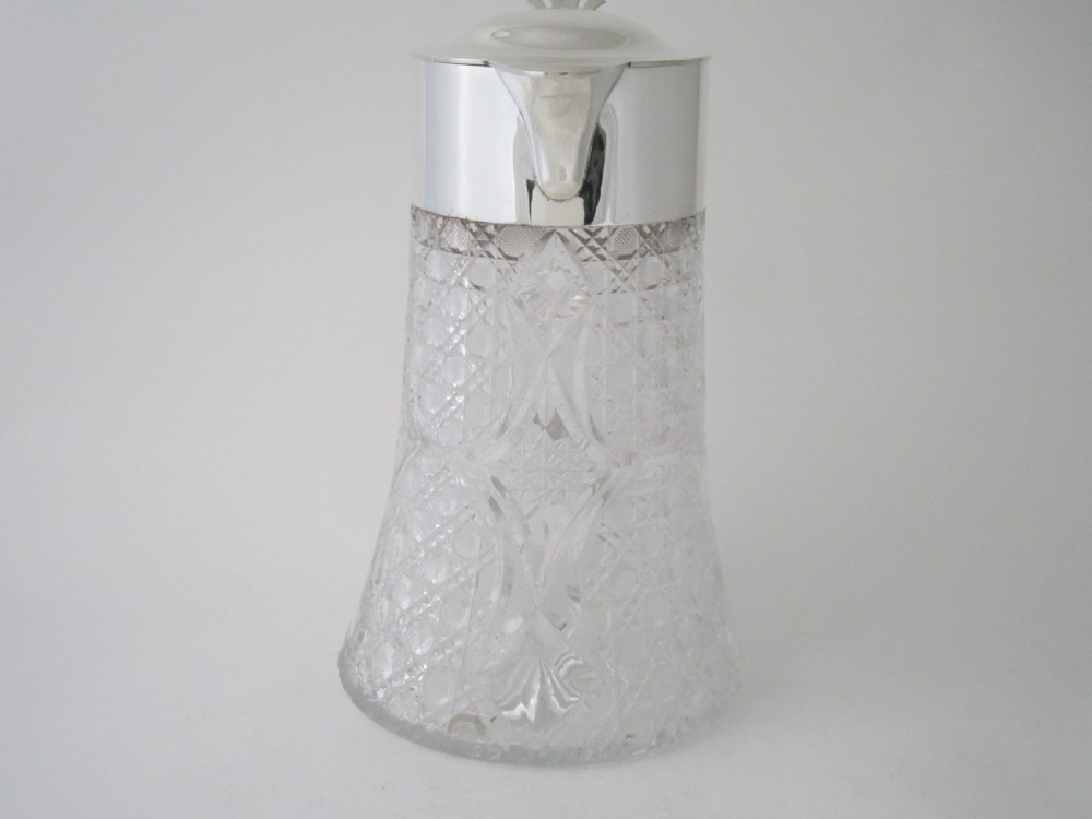 Antique Edwardian Sterling Silver & Cut Glass Lemonade Jug View V
