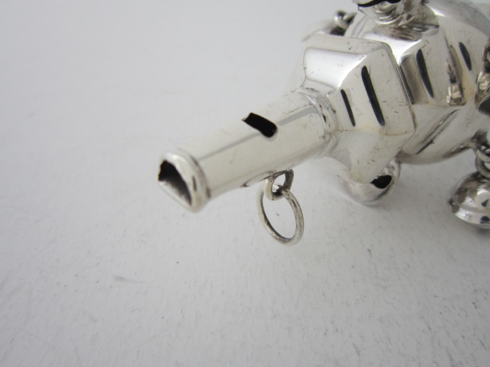Antique George V Sterling Silver Baby's Rattle - 1924 View III