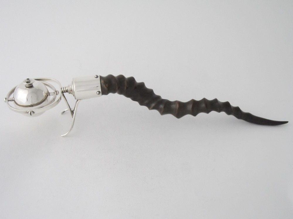 Antique Edwardian Sterling Silver & Horn 