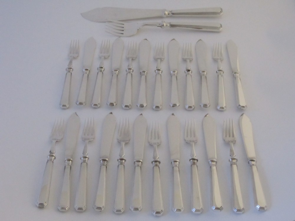 Antique Sterling Silver Athenaeum Pattern Fish Cutlery Set